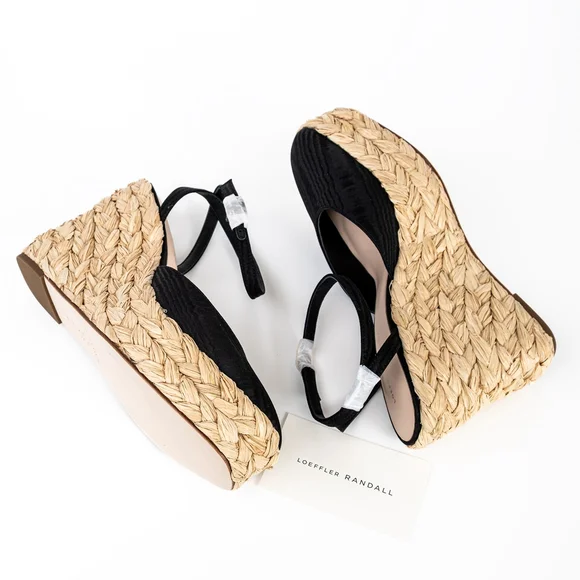 NWT Loeffler Randall Tallulah Black Wedge Womens Espadrille $325 - Size 8.5 EU39